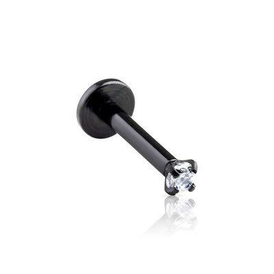 (2mm stone) 16g Black IP over 316L Internally Threaded Monroe with 2mm Stone