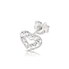 .925 Sterling Silver Heart Outline with Clear Crystal Gemstones
