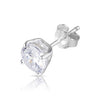 6mm .925 Sterling Silver Basket setting CZ round earrings. (sold by pair)