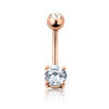 Rose Gold plated 316L Surgical Steel Prong Set Navel ring with 6mm stone