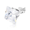 8mm .925 Sterling Silver square CZ ear studs (sold by pair)