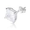 7mm .925 Sterling Silver Basket setting CZ square earrings.   (sold by pair)