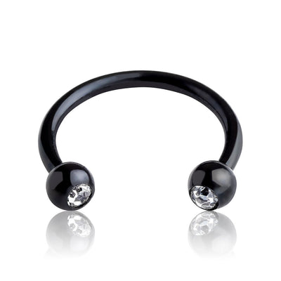 16g Black IP over 316L Surgical Steel Horseshoe with stones