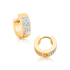 Gold IP over 316L Steel Hoop Earrings with Clear Gem Crystals.