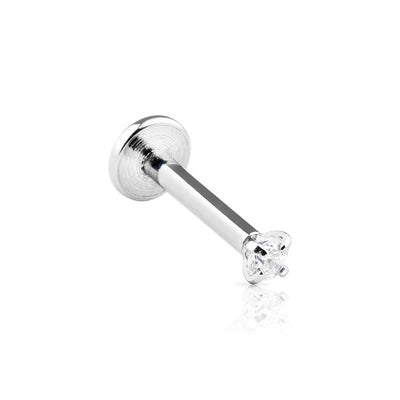 (2mm stone) 16g 316L Surgical Steel Internally Threaded Monroe with 2mm Prong set stone