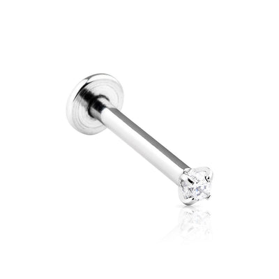 (2mm stone) 16g 316L Surgical Steel Internally Threaded Monroe with 2mm Prong set stone