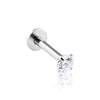 (3mm stone) 16g 316L Surgical Steel Internally Threaded Monroe with 3mm Prong set stone