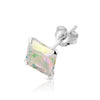 .925 Sterling Silver AB colored stone Square earrings (pair)
