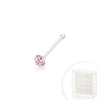 Pink Colored CZ Stone Sterling Silver Nose Bone