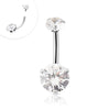 316L Surgical Steel Internally threaded Clear CZ double stone Navel ring.