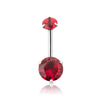 316L Surgical Steel Internally threaded red CZ double stone Navel ring.