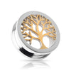 High Polish 316L Surgical steel Screw on plugs  with Gold plated Tree Of Life Tunnel 3D Image.