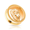 Gold IP over 316L 3D All Gold Lion Head Screw on Tunnels