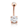 Rose Gold plated 316L Surgical Steel Prong Set Navel ring with 7mm stone