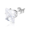 9mm .925 Sterling Silver square CZ ear studs (sold by pair)