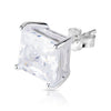 8mm .925 Sterling Silver Basket setting CZ square earrings.   (sold by pair)