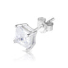 5mm .925 Sterling Silver Basket setting CZ square earrings.   (sold by pair)