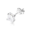 4mm .925 Sterling Silver Basket setting CZ square earrings.   (sold by pair)