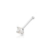 .925 Sterling Silver Square Nose Bone with AAA Clear  Color CZ Stone.