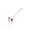 .925 Sterling Silver Nose Pin with AAA AB Color CZ Stone.